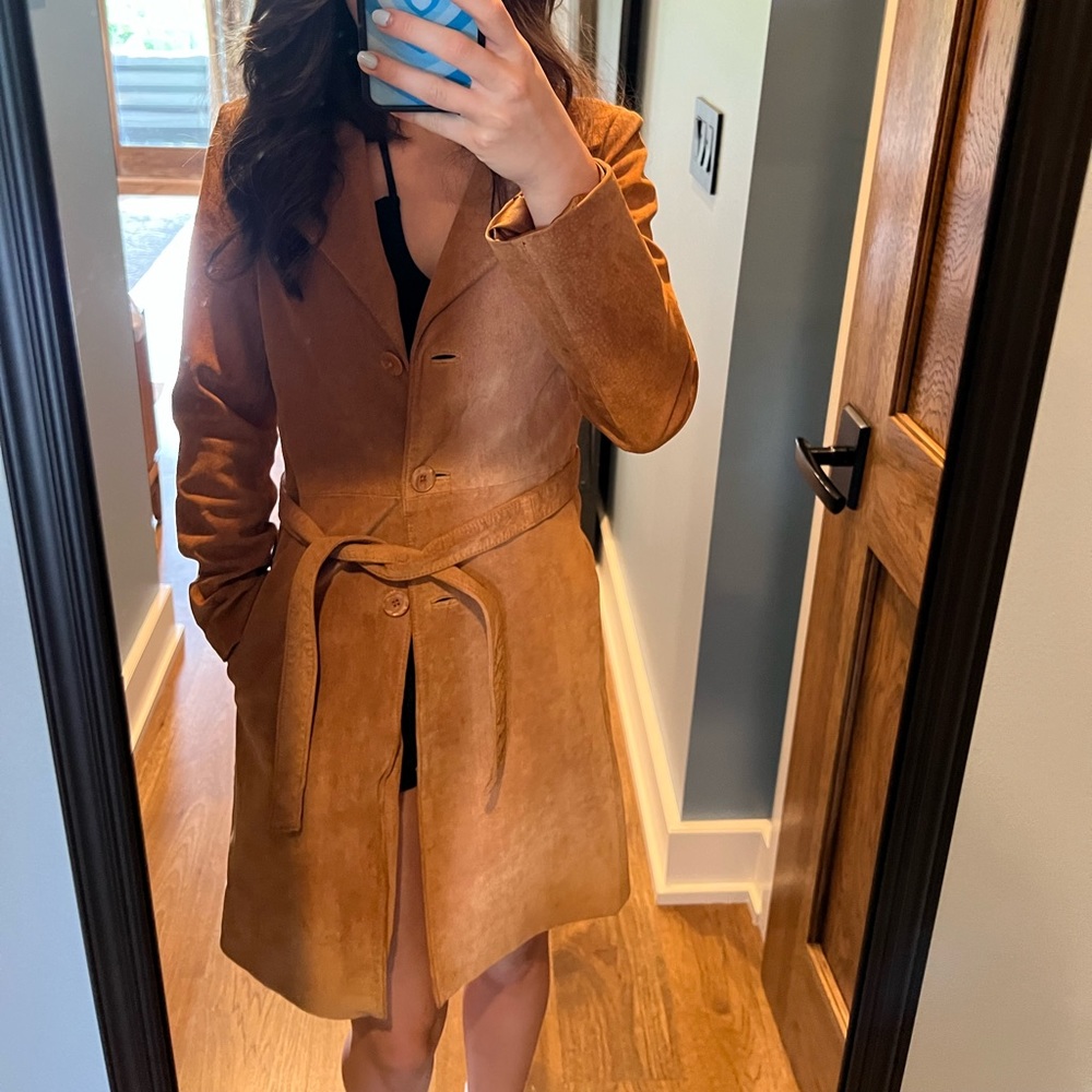 arden b leather trench coat